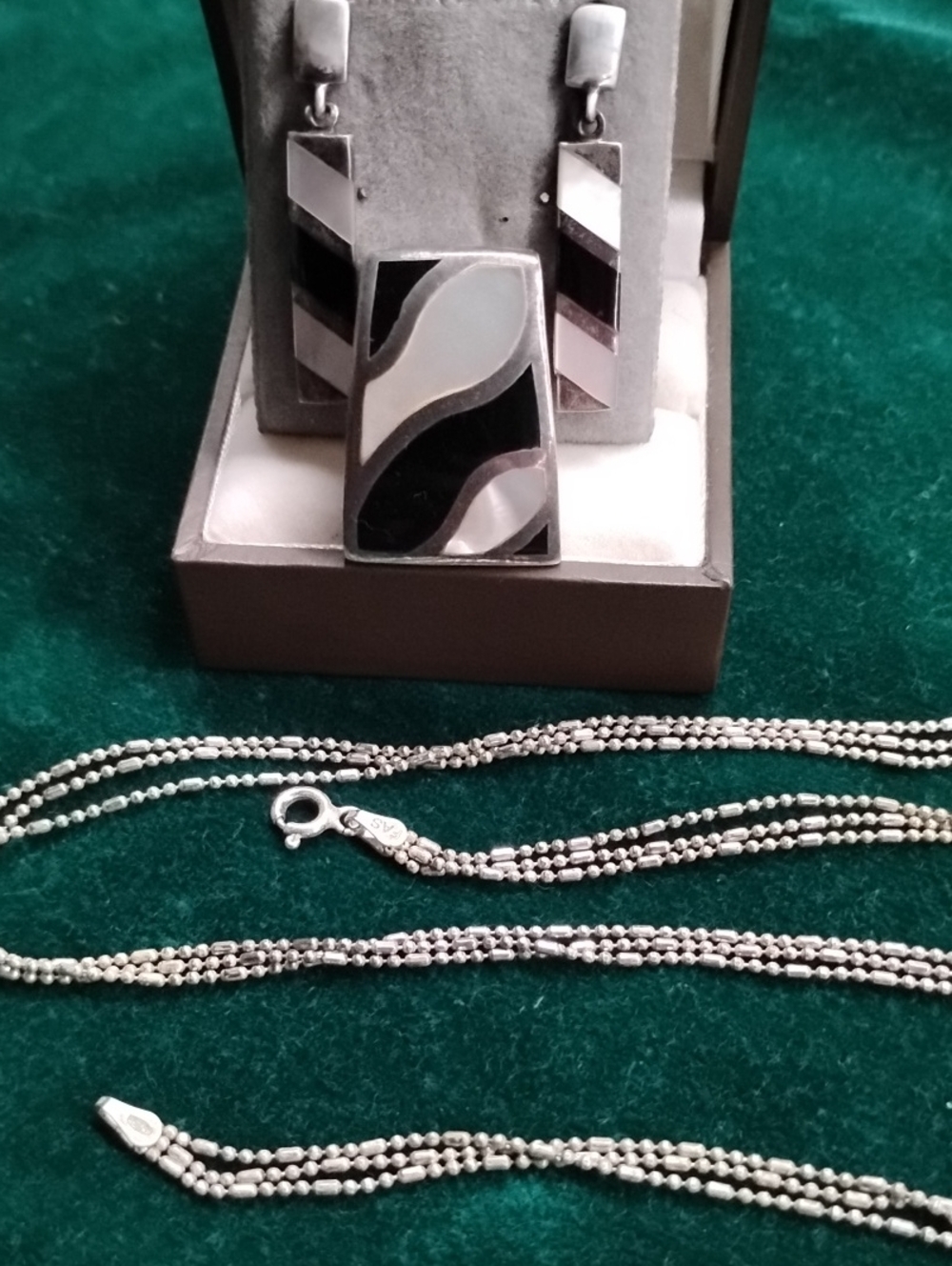 Black Onyx And White Mother Of Pearl Set.